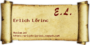 Erlich Lőrinc névjegykártya